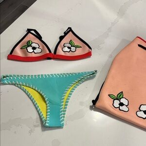 Triangl Swimwear Bikini - Peach and Aqua